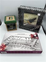 Yankee candle crystal platter and gift set