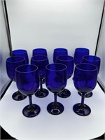 11 Libbey vintage cobalt blue glasses