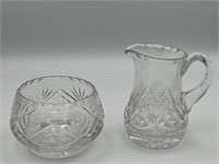 Vintage crystal bowl & small creamer
