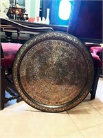 27” Copper very heavy vintage wall hanging tray