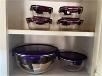 QVC locknlock purple glass bowl plastic lid