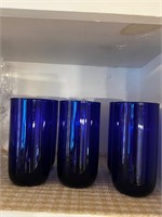 6 Vintage Cobalt blue glasses