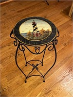 Lighthouse metal plant stand