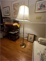 Vintage Brass & Glass Floor Lamp Side Table