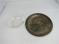 Silver Toned Tray and Clear PYREX Mixing Bowl