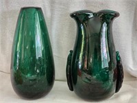 2 Mid Century Modern art glass vase.  Hand blown