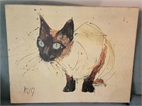 Fritz Rudolf Siamese Cat lithograph on canvas