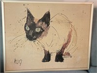 Fritz Rudolf Siamese Cat lithograph on canvas