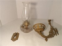 Antique Oil Lamp & Wall bracket