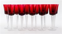 Cristal de Sevres Red "Vertigo" Wine Glasses, 11