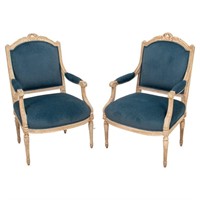 French Louis XVI Manner Upholstered Armchair, 2