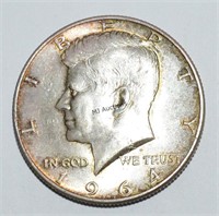 JFK John F. Kennedy .900 Silver 1/2 Dollar 1964