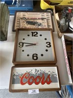 COORS CLOCK AND CHEVY PHOTO FRAME