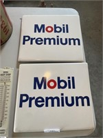 2- MOBIL PREMIUM METAL SIGNS  - FOR GAS PUMP