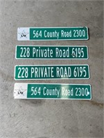 4 MISC DOUBLE SIDED STREET SIGNS 30" X 6"