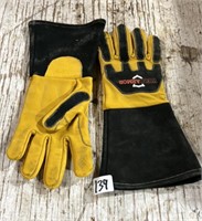 Unused Leather Welding Gloves. Size large.