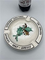 1957 ashtray handmade in Greece ikaros pottery