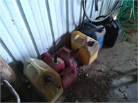 Diesel cans gas cans water can and a oil changing