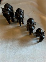 VINTAGE HAND CARVED ELEPHANT FAMILY OF 4