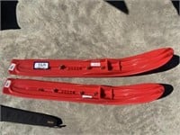 2 Red Snowmobile Flex Skis c/w 6" Carbides UNUSED