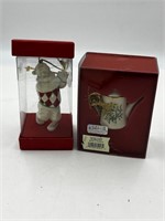 2 lenox ornaments golfing Santa & teapot