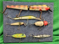 6 vintage fishing lures .