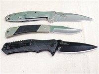 3 Kershaw folding knives: Corral Creek, 1987  RJ