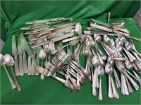 Large lot of plated flatware.  Various makers,