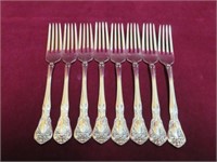 (8) ALVIN CHATEAU ROSE STERLING DINNER FORKS