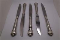 (5) GORHAM CHANTILLY STERLING HANDLE DINNER KNIVES