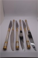 (6) WALLACE AEGAN WEAVE STERLING HANDLE KNIVES