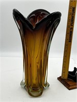 Beautiful Murano style large amber vase