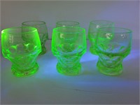 6 uranium glass tumblers
