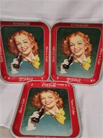 3 vintage 50's era Coca Cola trays look at