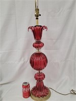 Art glass lamp 36" overall height, glass portion
