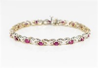 Jewelry 14kt White Gold Ruby Tennis Bracelet