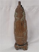 Chinese  19th C. rolled copper vase embossed with