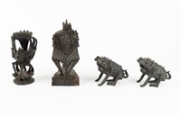 Art Vintage Bali Wood Bronze Statues Garuda & Lion