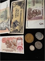 FIREIGN COIN AND CURRENCY LOT