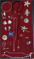 Sterling Jewelry Lot Necklace Bracelet Pins ++