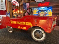 41 x 16” Vintage Metal Firefighter Pedal Car