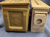 2 ammo metal military boxes.  Look at the photos