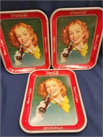 3 1950's era Coca-Cola metal trays.  "Have a