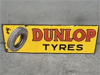 Original DUNLOP TYRES Enamel Sign - 1370 x 460