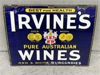 Original IRVINES PURE AUSTRALIAN WINES Enamel