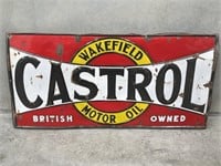 Original Embossed CASTROL WAKEFIELD Enamel Sign -