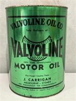 VALVOLINE Motor Oil J Carrigan 1 Gallon Tin