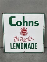 Original COHNS The Popular Lemonade Enamel Sign -