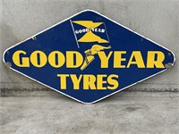 Original GOODYEAR TYRES Double Sided Enamel Sign