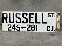 Original RUSSELL Street 281 - 245 C.I Enamel